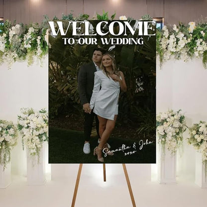 Welcome To Our Wedding Sign, Personalized Wedding Welcome Sign, Wedding Welcome Sign Wedding Photo Reception Welcome Sign for Wedding Entrance, Customized Wedding Welcome Sign With Your Photo