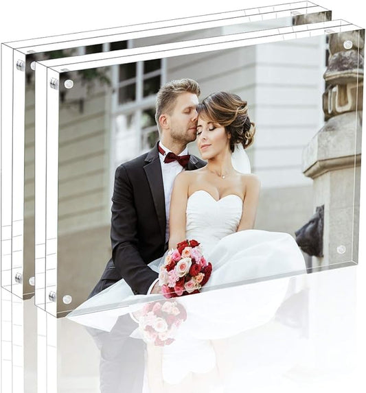 Magicool Premium Acrylic Photo Frame- Magnet Photo Frame -Double Sied Thick Desktop Frames (4x6 2 pack)