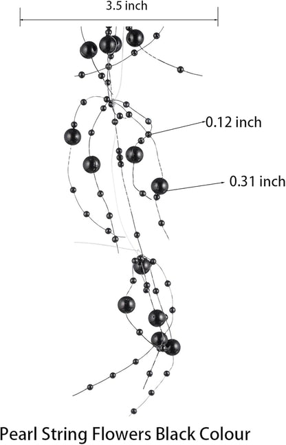 13Feet Pearl String Spool Roll for Floating Candles Faux Pearls Strands Garland for Vase Filler Wedding Centerpiece Christmas Table Decor (Black)