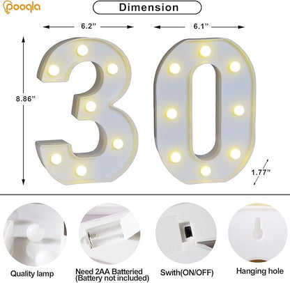 Pooqla 30th Birthday Decorations for Her Him, 35 Colors LED Light Up Numbers with Remote, Multicolor Marquee Numbers 30 Sign for Party Wedding Anniversary Decor 30th Birthday Gift, Number 30