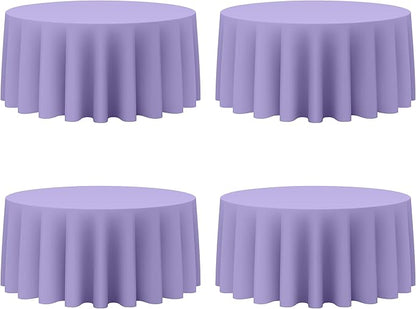 BRILLMAX 4 Pack Lavender Round Tablecloths 132 Inch - Circle Bulk Linen Polyester Fabric Washable Table Cloth Cover for Wedding Reception Banquet Birthday Party Buffet Restaurant