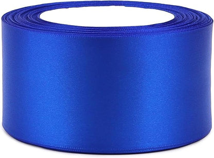 Blue Solid Satin Ribbon 2 Inch 25 Yards Solid Polyester Fabric Ribbon for Gift Wrapping Wedding Christmas Baby Shower Birthday Party Decoration Handmade Immortal Flower Craft