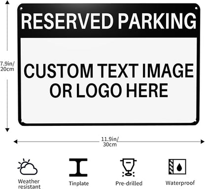 Custom Reserved Parking Metal Sign for Outside Personalized Signs with Photo Text or Logo for Outside Wall Decor Aluminum Fade Resistant Signs for Business Office Home