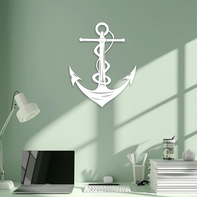 XXQ Anchor Metal Wall Decor, Anchor Metal Wall Art for Bedroom Living Room Dorm Antique Anchor Wall Decor Antique Metal Anchor Farmhouse Decor (Whhite, 20" x 30" / 51 x 76cm)