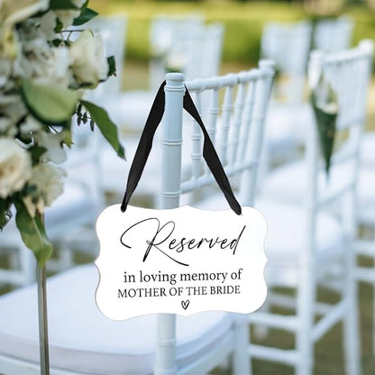 Acrylic Wedding Sign, Ring Bearer Sign, Reserved Seating Signs, for Mother of The Bride, Rustic Wedding Decor Signs, Acrylic Wall Art With Ribbon for Chairs Weddings Decor and Event Party (White)
