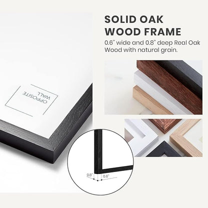 Opposite Wall - 16x20 in - Black Solid Oak Wood Picture Frame - Lightweight, Versatile & Shatterproof - Wall Hanging Poster - Wall Decor for Office, Gallery & Home - 2 Pack