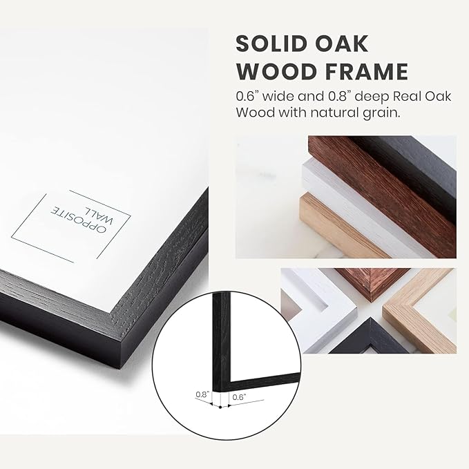 Opposite Wall - 11x17 in - Black Solid Oak Wood Picture Frame - Lightweight, Versatile & Shatterproof - Wall Hanging Poster or Photo Frame - Wall Decor for Office, Gallery & Home - 2 Pack