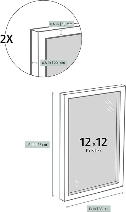 Opposite Wall - 12x12 in - White Solid Oak Wood Picture Frame - Lightweight, Versatile & Shatterproof - Wall Hanging Poster or Photo Frame - Wall Decor for Office, Gallery & Home