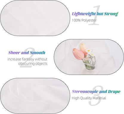 Crystal Organza Fabric Tulle 11 Inch by 50 Yards Sheer Tulle Rolls for DIY Craft Wedding Party Baby Shower Decor Gift Wrapping Party Supplies (Ivory)