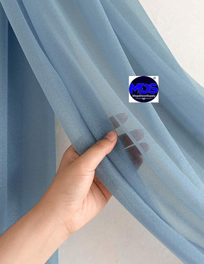 MDS Halloween Chiffon Draping Fabric - 2 Panel, 30" Wide x 50ft Long - Sheer Spooky Arbor & Canopy Drapery for Haunted House Backdrops, Party Ceilings, DIY Costumes & Themed Events - Dusty Blue