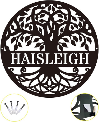 Personalized Tree of Life Metal Sign, Family Name, Custom Monogram Wall Decor, Outdoor Housewarming Gift, Wedding Gifts