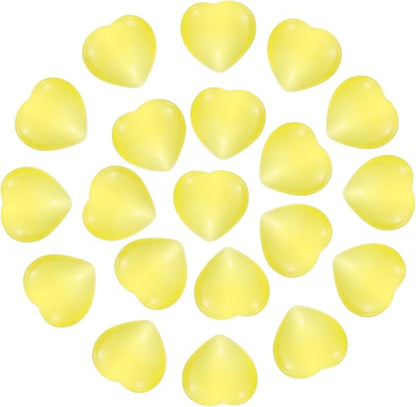 PATIKIL 20 Pcs Natural Heart Shaped Crystal Stone, 0.6 Inch Mini Polished Love Gemstone Crystal, Pocket Rock Engraved Worry Stones for Women Gifts Meditation, Bright Yellow