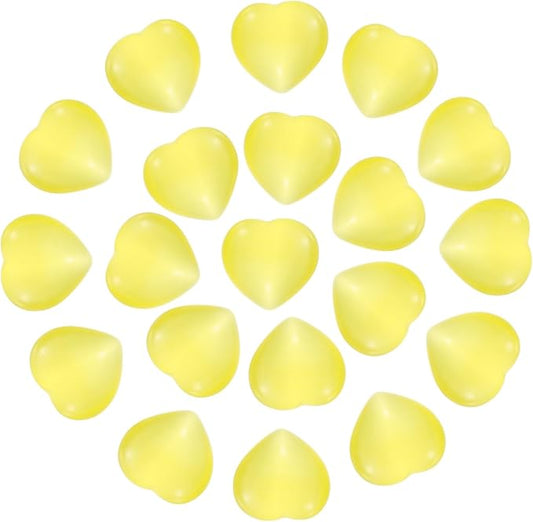 PATIKIL 20 Pcs Natural Heart Shaped Crystal Stone, 0.6 Inch Mini Polished Love Gemstone Crystal, Pocket Rock Engraved Worry Stones for Women Gifts Meditation, Bright Yellow