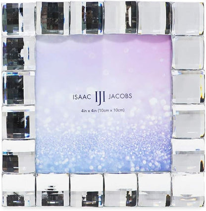 Isaac Jacobs Decorative Sparkling Clear Jewel Picture Frame, Photo Display & Home Décor (4x4, Clear)