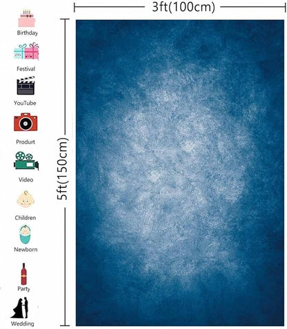 3x5ft Dark Blue Gradient Portrait Photo Backdrops Bright Center Abstract Photography Backdrop for Studio Photo Booth Prop Banner Decor Background