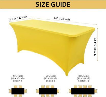 10-Pack 6ft Spandex Table Covers for Rectangle Standard Folding Tables - Wrinkle Resistant Stretch Tablecloths - Ultimate Fitted Table Protector for Parties, Banquet, Wedding