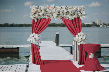 Joydeco Christmas Red Backdrop Curtain for Parties, Photography Backdrop Drapes for Christamas Wedding Decorations, Wrinkle Free 5ft x 7ft Set of 2 Panels Curtains with Rod Pockets