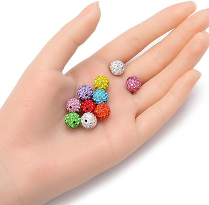 100pcs Adabele Grade A Suncatcher Crystal Rhinestone Pave Loose Beads 10mm Sun Orange Polymer Clay Disco Ball Spacers Compatible with Shamballa All Craft Jewelry Making DB10-12