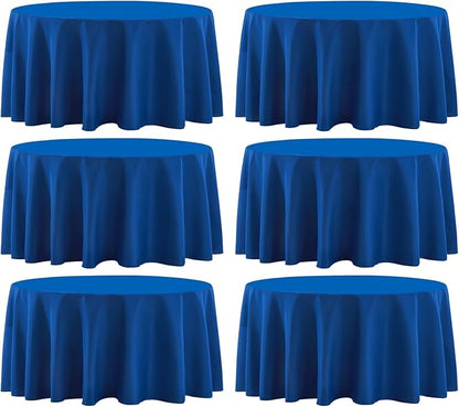 Round Tablecloth 6 Pack 90 Inch Royal Blue Tablecloths Washable Decorative Linen Polyester Table Clothes Cover for Dining Table Banquets Buffet Parties and Wedding