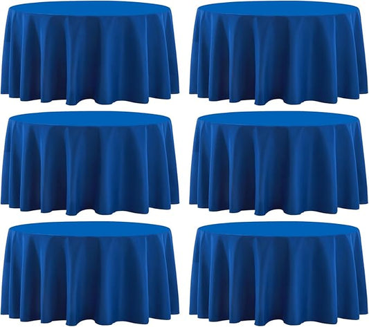 Round Tablecloth 6 Pack 90 Inch Royal Blue Tablecloths Washable Decorative Linen Polyester Table Clothes Cover for Dining Table Banquets Buffet Parties and Wedding