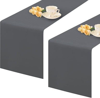 2 Pack Grey Small Short Table Runner 12 x 24 Inch Solid Color Runners Coffee Table Dresser for Daily Party Home Decoration