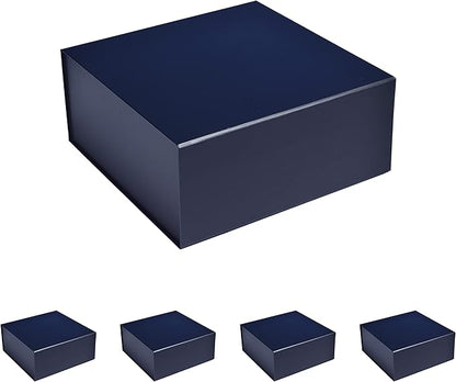 CECOBOX - Gift Boxes with Lids for Presents 6"x6"x2.75" - Matte, Collapsible Magnetic Closure Gift Box - Groomsmen & Bridesmaid Proposal Boxes, Wedding, PR, Birthdays, Holidays (Navy)