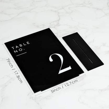 JINMURY Black Wedding Table Numbers 1-25 with Stands, 5"x7" Black Acrylic Table Numbers with White Font, Perfect for Wedding Party Reception(1-25, 5"x7")
