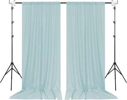 MEETSKY Light Green Backdrop Curtains 10ft x 10ft for Wedding Birthday Baby Shower Photography Backdrop Fabric Curtains Drapes Rod Pocket Light Filtering Window Drapes, 5ft x 10ft, 2 Panels