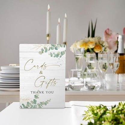 Cards & Gifts Sign, Wedding Party Decorations for Reception, Cards & Gifts Wooden Stand Signs 5x7 Inch for Wedding, Thank You Table Sign