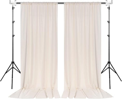 10ft x 10ft Beige Backdrop Curtains for Wedding Birthday Baby Shower Photography Backdrop Fabric Curtains Drapes Home Window Decorations Rod Pocket Light Filtering Window Drapes,5ft x 10ft, 2 Panels