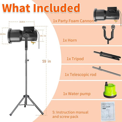 Foam Machine for Party Whit 9 LED Lights, Party Foam Machine with Water Tank, Foam Cannon for Garden, Pool, Indoor, Birthdays, Celebrations, and Backyard Events
