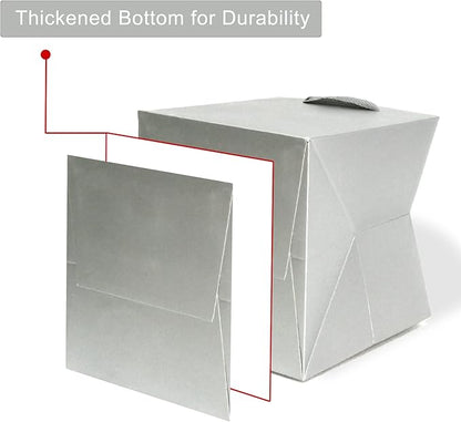 Silver Paper Gift Bags Small Square Bottom Kraft Cardboard Paper Bag With Handles for Baby Shower, Wedding, Birtyday Party (Silver Grey, 6 x 6 x 6 in, 10 Pcs)