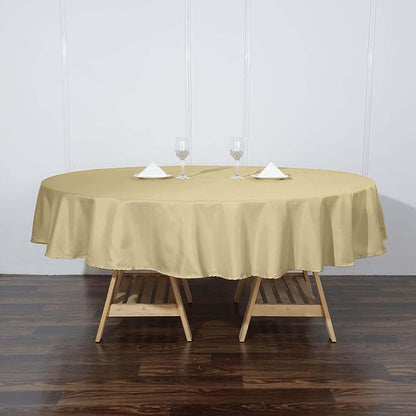 Efavormart Round Tablecloth, 90 Inch Stain & Wrinkle Resistant Washable Table Cloth, Decorative Polyester Fabric Table Cover for Banquet, Wedding, Dining- Champagne