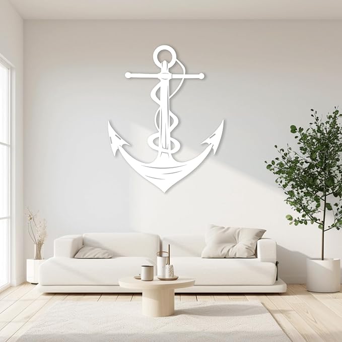 XXQ Anchor Metal Wall Decor, Anchor Metal Wall Art for Bedroom Living Room Dorm Antique Anchor Wall Decor Antique Metal Anchor Farmhouse Decor (Whhite, 20" x 30" / 51 x 76cm)