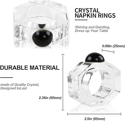 Crystal Napkin Rings Holder Silver Diamond Napkin Rings Pack of 6 Pieces,Hotel Restaurant Wedding Party Holiday Banquet Dining Table Decor