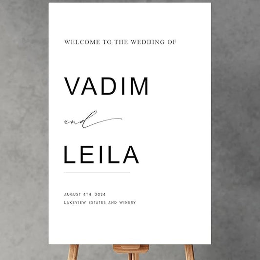 Minimalist Script Modern Wedding Welcome Signs, Welcome Sign Wedding, Customized Wedding Welcome Sign, Custom Wedding Welcome Sign