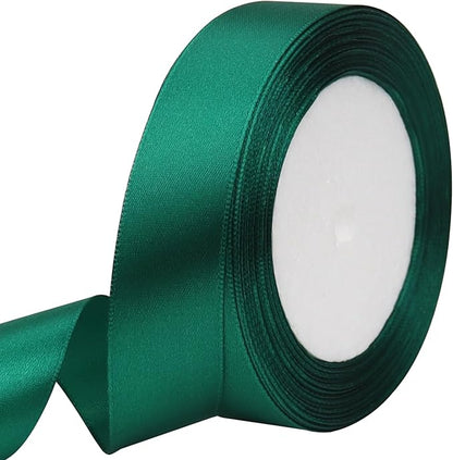 Dark green Solid Satin Ribbon 1 Inch 25 Yards Solid Polyester Fabric Ribbon for Gift Wrapping Wedding Christmas Baby Shower Birthday Party Decoration Handmade Immortal Flower Craft