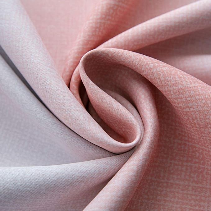 FANLI Ombre Rainbow Blackout Curtains for Kid Girls Bedroom Living Room Darking Stripe Double Layer Star Cut Out Wall Home Decor Gradient Grommet Window Curtains (Pink/Grey, 52W x 95L)