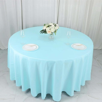 Efavormart Round Tablecloth, 108 Inch Stain & Wrinkle Resistant Washable Table Cloth, Decorative Polyester Fabric Table Cover for Banquet, Wedding, Dining- Blue