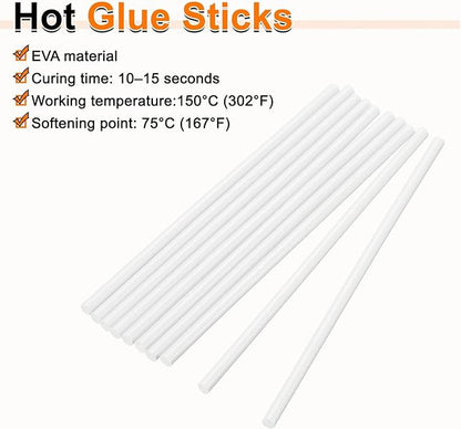 HARFINGTON 10pcs Hot Glue Sticks 0.28" Dia x 11.81" Long EVA Mini Hot Melt Adhesive Glue Stick for Hot Melt Gun Wood Plastic Glass Flowers Fabrics Foam, White