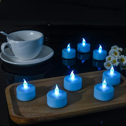 LED Tea Lights Candles- 50PACK Flameless Candles Realistic and Bright Flickering Long Lasting 200Hours for Holiday Celebration,Home Decoration Blue