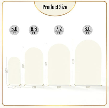 LEBENGURU Upgraded 7.2FT Wedding Arch Cover, Beige Spandex Fitted Arch Backdrop Cover, Round Top Chiara Stand Covers for Birthday Party Baby Shower Banquet Balloon Décor