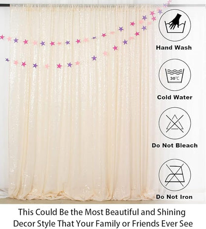 ShiDianYi Sequin-Backdrop Ivory 2 Panels 4FTx6FT Sparkle Wedding & Birthday Backdrop