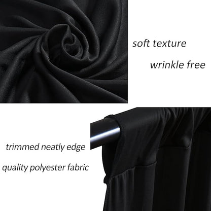AK TRADING CO. 10 feet x 10 feet IFR Polyester Backdrop Drapes Curtains Panels with Rod Pockets - Wedding Ceremony Party Home Window Decorations - Black