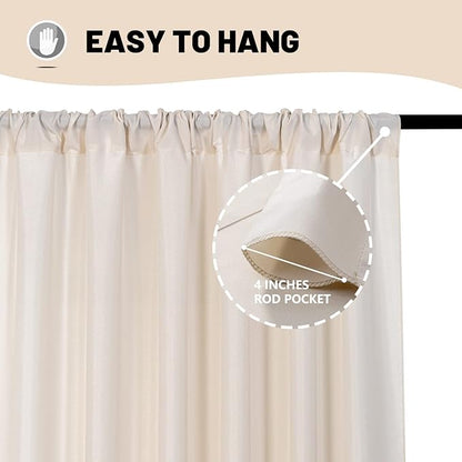 10ft x 10ft Beige Backdrop Curtains for Wedding Birthday Baby Shower Photography Backdrop Fabric Curtains Drapes Home Window Decorations Rod Pocket Light Filtering Window Drapes,5ft x 10ft, 2 Panels