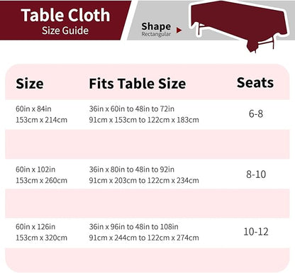 Burgundy 6 Pack Polyester Table Cloth 60 x 84 Inch, Rectangle Tablecloths for 6 Foot Tables Washable Table Cloth for Party Wedding