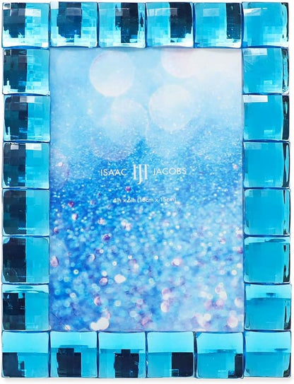 Isaac Jacobs Decorative Sparkling Turquoise Jewel Picture Frame, Photo Display & Home Décor (4x6, Turquoise)