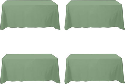 BRILLMAX 4 Pack Sage Green Tablecloths for 6 Foot Rectangle Tables 90 x 132 Inch - 6ft Rectangular Bulk Linen Polyester Fabric Washable Cloth Cover for Wedding Reception Banquet Birthday Party