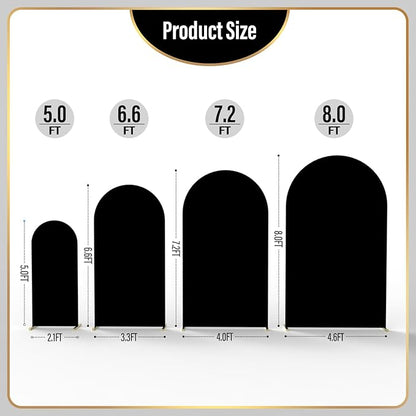 LEBENGURU Upgraded 7.2FT Wedding Arch Cover, Black Spandex Fitted Arch Backdrop Cover, Round Top Chiara Stand Covers for Birthday Party Baby Shower Banquet Balloon Décor