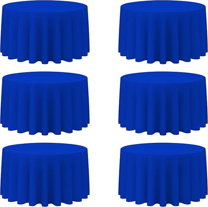BRILLMAX 6 Pack Royal Blue Round Tablecloths 120 Inch - Circle Bulk Linen Polyester Fabric Washable Table Cloth Cover for Wedding Reception Banquet Birthday Party Buffet Restaurant